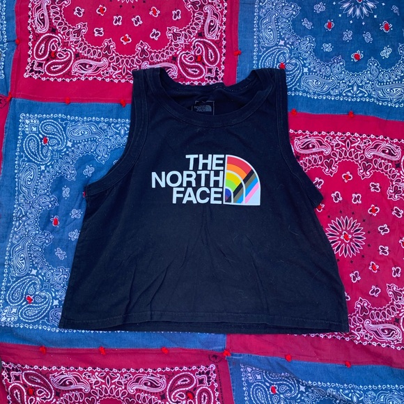 The North Face Women's Black Tank Top with Rainbow Logo - Picture 1 of 3